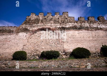 Östliche byzantinische Stadtmauer, Akropolis, Altstadt, Oberstadt, Thessaloniki, Mazedonien, Griechenland Stockfoto