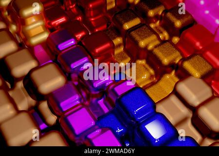 Farbenfroher abstrakter Hintergrund des 3D-Würfels Stockfoto