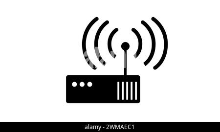 Router-Symbol. Vektorisolierte Schwarzweißdarstellung eines Routers Stock Vektor