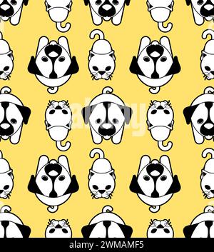 Katzen- und Hundemuster nahtlos. Haustiere Hintergrund. Stoffschmuck für Kinder Stock Vektor