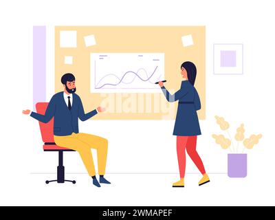 Büromitarbeiter am Arbeitsplatz. Vektor des Arbeitsplatzes Stock Vektor