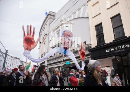 Cork City, Irland. 24. Februar 2024. In einem eindrucksvollen Akt der Solidarität hat heute eine lebendige Menge von Demonstranten die Straßen von Cork gefüllt und gemeinsam für das palästinensische Volk in einer einmütigen Front gestanden. Kredit: Karlis Dzjamko/Alamy Live News Stockfoto