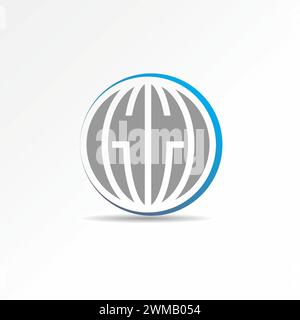 Logo Design Grafik Konzept kreative Premium abstrakte Zeichen Vektor Stock Letter Initial GG Linie Schriftart auf Globus Welt bezogen auf Kugel Ebene Erde Umlauf Stock Vektor