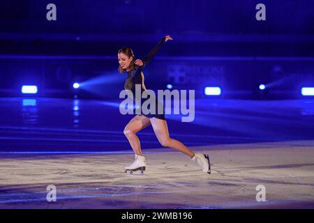 Turin, Italien. Februar 2024. Italien, Turin 24. Februar 2024 PalaVela â&#x80;&#x9c;Lights on U' Show für die Winterspiele der Universität Turin 2025 Carolina Kostner Credit: Unabhängige Fotoagentur/Alamy Live News Stockfoto