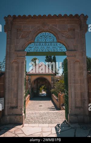 Eintritt zur Hala Sultan Tekke Moschee in Larnaka Stockfoto