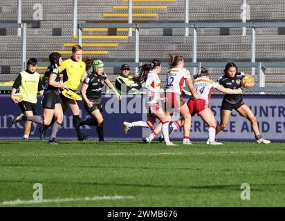 Exeter, Devon, Großbritannien. Februar 2024. Allianz Premiership Women's Rugby: Exeter Chiefs gegen Harlequins Women in Sandy Park, Exeter, Devon, Großbritannien. Abbildung: Nidpor/Alamy Live News Stockfoto