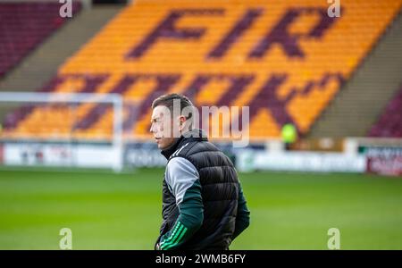 TIR Park, Motherwell, Großbritannien. Februar 2024. Scottish Premiership Football, Motherwell gegen Celtic; Callum McGregor von Celtic kommt zum Spiel Credit: Action Plus Sports/Alamy Live News Stockfoto