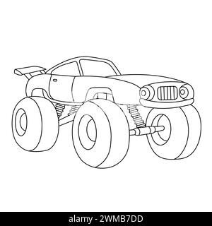 Monster Truck Malseite. Vektor-Illustration Für Geländefahrzeuge. Cartoon Car Outline Design Stock Vektor