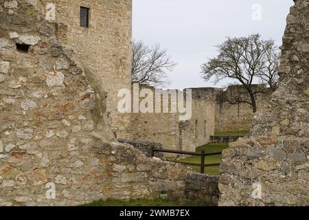 Die Heimenburg ist die Ruine einer Hochburg über der Stadt Hainburg an der Donau in Niederösterreich Stockfoto