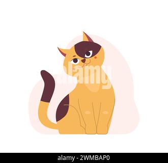 Süßes Lächeln, Ingwerkatze. Lustiges Kätzchen. Haustier isoliert auf weißem Hintergrund Stock Vektor