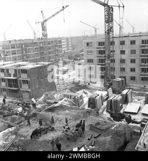 Bau von Mehrfamilienhäusern in der Sozialistischen Republik Rumänien, um 1978 Stockfoto