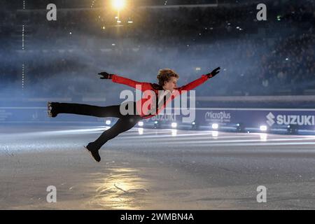 Turin, Italien. Februar 2024. Italien, Turin 24 Februar 2024 PalaVela „Lights on U“ Show für die World University Games of Turin 2025 Ilia Malinin (Foto: Tonello Abozzi/Pacific Press) Credit: Pacific Press Media Production Corp./Alamy Live News Stockfoto