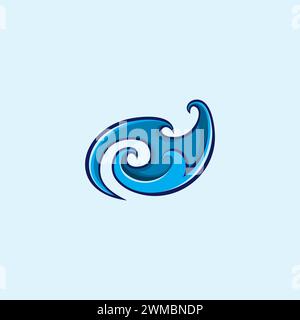Einfaches Design Mit Abstraktem Wave Logo. Meeressymbol. Blaues Ocean-Logo Stock Vektor