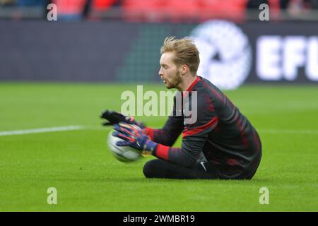 London am Sonntag, 25. Februar 2024. Liverpool Caoimhin Kelleher. Während des Carabao Cup Finales zwischen Chelsea und Liverpool im Wembley Stadium, London am Sonntag, den 25. Februar 2024. (Foto: Scott Llewellyn | MI News) Credit: MI News & Sport /Alamy Live News Stockfoto