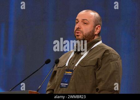 Ukrainischer Verteidigungsminister Rustem Umerov besucht die Ukraine. Konferenz zum Jahr 2024, während Russlands Angriff auf die Ukraine, am 25. Februar 2024 in Kiew, Ukraine. (Foto: /SIPA USA) Credit: SIPA USA/Alamy Live News Stockfoto