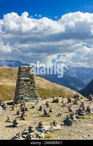 Landschaft in der Nähe von Col de l'Iseran, Savoy, Frankreich Stockfoto