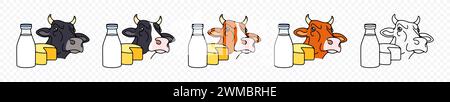 Kuh, Milchfarm, Milch und Käse, grafisches Design. Vieh, Rinderzucht, Tier und Haustier, Nahrung und Getränke, Vektordesign und Illustration Stock Vektor