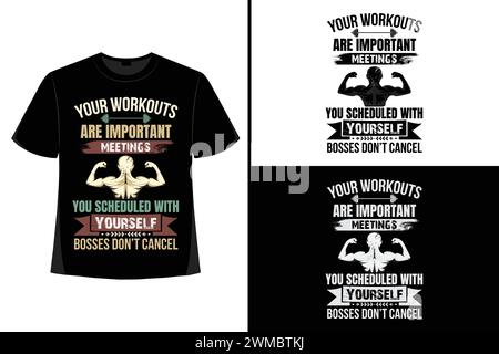 Motivationszitat für das Fitnessstudio mit Grunge-Effekt und Langhantel. Workout inspirierendes Poster Vektor-Design für Fitnessstudio Textil-Poster T-Shirt Cover Bannerkarten. Stock Vektor