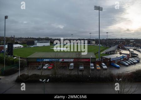 County Cricket Ground, Derby, Großbritannien. The County Ground, Heimstadion des Derbyshire County Cricket Club. Stockfoto