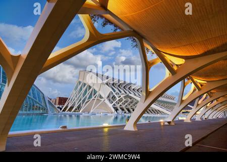 KA. Architekt Santiago Calatrava, Ciudad de las Artes y de las Ciencias. Stadt der Künste und Wissenschaften. Valencia. Comunidad Valenciana. Spanien. Stockfoto