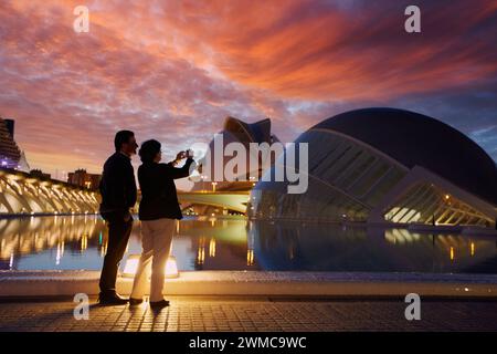 KA. Architekt Santiago Calatrava, Ciudad de las Artes y de las Ciencias. Stadt der Künste und Wissenschaften. Valencia. Comunidad Valenciana. Spanien. Stockfoto