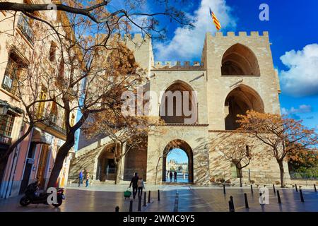 Torres de Serranos. Valencia. Comunidad Valenciana. Spanien Stockfoto