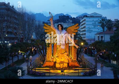 Menton, Frankreich, 20. Februar 2024. Skulptur beim Zitrusfest Stockfoto