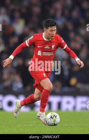 London am Sonntag, den 25. Februar 2024. Liverpool Wataru Endo beim Carabao Cup Finale zwischen Chelsea und Liverpool im Wembley Stadium, London am Sonntag, den 25. Februar 2024. (Foto: Scott Llewellyn | MI News) Credit: MI News & Sport /Alamy Live News Stockfoto