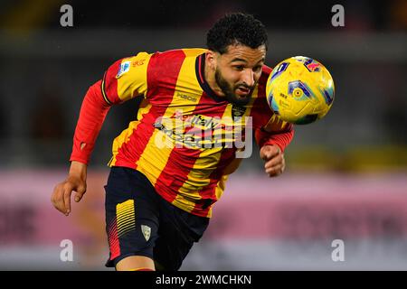 Lecce, Italien. Februar 2024. Foto Giovanni Evangelista/LaPresse 25 Febbraio 2024 Lecce, Italia - Sport, calcio - U.S. Lecce vs F.C. Inter - Campionato Serie A Tim 2023/24 - Stadio E. Giardiniero - Via del Mare. Foto: Pic Giovanni Evangelista/LaPresse 25. Februar 2024 Lecce, Italien - Sport, Fußball - U.S. Lecce vs F.C. Inter - italienische Meisterschaftsserie A Tim 2023/24- E. Giardiniero - Via del Mare Stadium. Im Bild: LaPresse/Alamy Live News Stockfoto