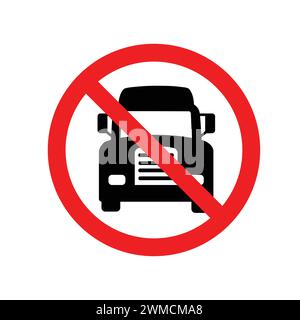 Schild „Kein Lkw Erlaubt“. Schild „Kein Lkw“ Oder „Kein Parken“. Symbol „Kein Lkw-Verbot“. Zugriff Verboten. Achtung-Symbol kein Straßenschild für E-Truck Stock Vektor
