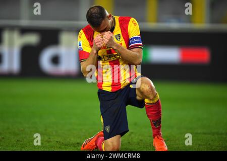 Lecce, Italien. Februar 2024. Foto Giovanni Evangelista/LaPresse 25 Febbraio 2024 Lecce, Italia - Sport, calcio - U.S. Lecce vs F.C. Inter - Campionato Serie A Tim 2023/24 - Stadio E. Giardiniero - Via del Mare. Foto: Pic Giovanni Evangelista/LaPresse 25. Februar 2024 Lecce, Italien - Sport, Fußball - U.S. Lecce vs F.C. Inter - italienische Meisterschaftsserie A Tim 2023/24- E. Giardiniero - Via del Mare Stadium. Im Bild: LaPresse/Alamy Live News Stockfoto