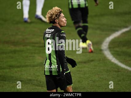 Eupen, Belgien. Februar 2024. Cercle's Felix Lemarechal wurde während eines Fußballspiels zwischen KAS Eupen und Cercle Brugge am Sonntag, den 25. Februar 2024 in Eupen, am 27. Tag der ersten Liga der Jupiler Pro League 2023-2024 in der belgischen Meisterschaft, dargestellt. BELGA FOTO JOHN THYS Credit: Belga News Agency/Alamy Live News Stockfoto