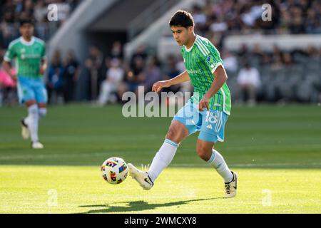 Seattle Sounders Mittelfeldspieler Obed Vargas (18) während eines MLS-Spiels gegen den LAFC am Samstag, den 24. Februar 2022, im BMO Stadium in Los Angeles, KALIFORNIEN. Stockfoto