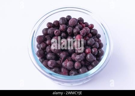 Gefrorene wilde Heidelbeeren in einer Schüssel Stockfoto