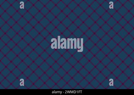 Strukturmusterüberprüfung von nahtlosem Textiltartan mit einem Stoffvektor-Hintergrund-Plaid in Cyan- und dunklen Farben. Stock Vektor