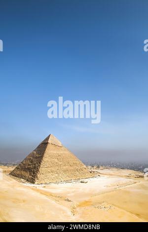 Eine Luftaufnahme der Pyramide von Khafre, Gizeh, Kairo, Ägypten. Stockfoto