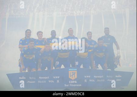 Buenos Aires, Argentinien, 25. Februar 2024. Boca Juniors Team während des Spiels zwischen River Plate und Boca Juniors. Quelle: Workphotoagencia/Alamy Live News Stockfoto