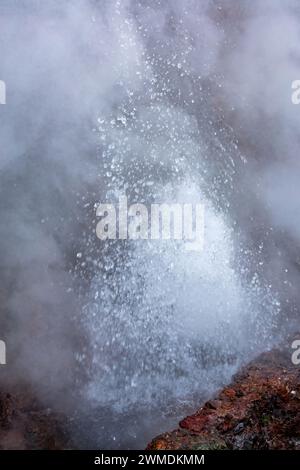 Kleiner dampfender Geysir auf island Stockfoto