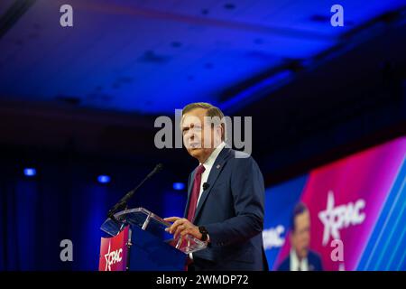 Oxon Hill, Usa. Februar 2024. Lou Dobbs bei der Konservativen Politischen Aktionskonferenz 2024 in National Harbor, Maryland, USA, am Samstag, den 24. Februar, 2024. Credit: Annabelle Gordon /CNP/SIPA USA Credit: SIPA USA/Alamy Live News Stockfoto