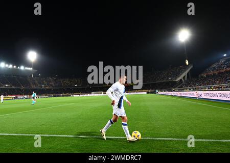 Lecce, Italien. Februar 2024. Alexis Sánchez vom FC Internazionale während des Spiels der Serie A TIM zwischen US Lecce und FC Internazionale im Stadio Ettore Giardiniero – Via del Mare, Lecce, Italien am 25. Februar 2024. Quelle: Nicola Ianuale/Alamy Live News Stockfoto