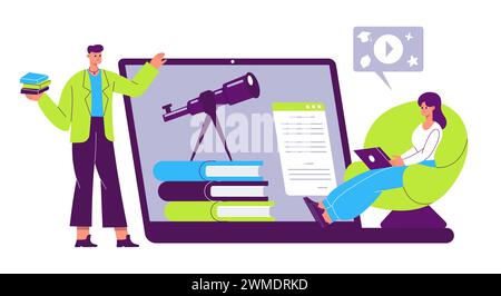 Online-Schulung, Videosprachenschulung, digitaler Workshop, e-Learning-Konzept Stock Vektor