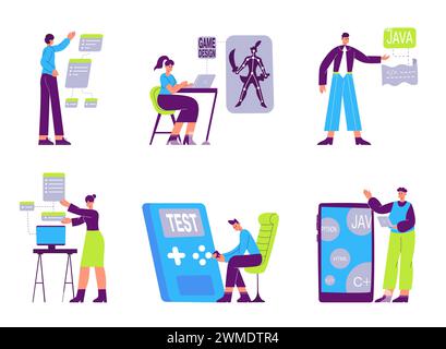 Softwareentwickler, Spieleentwickler, javascript-Programmierer Stock Vektor