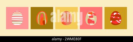 Happy Easter Grußkarte. Geometrische Osterei-Illustration. Geometrisches Muster. Vektor-Design-Vorlage für Osterfeiertage. Sammlung eleganter und trendiger Osterkarten-Vorlagen. Materialvektor... Stock Vektor