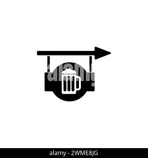 Flaches Vektorsymbol für Bierschilder. Einfaches, ausgefülltes Symbol auf weißem Hintergrund Stock Vektor