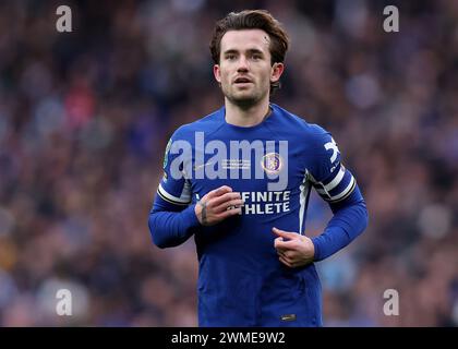 London, Großbritannien. Februar 2024. Ben Chilwell aus Chelsea während des Carabao Cup-Spiels im Wembley Stadium, London. Der Bildnachweis sollte lauten: Paul Terry/Sportimage Credit: Sportimage Ltd/Alamy Live News Stockfoto