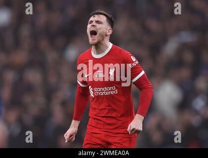 London, Großbritannien. Februar 2024. Andrew Robertson aus Liverpool während des Carabao Cup-Spiels im Wembley Stadium, London. Der Bildnachweis sollte lauten: Paul Terry/Sportimage Credit: Sportimage Ltd/Alamy Live News Stockfoto