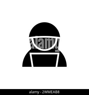 Symbol für den flachen Vektor des Hackers. Einfaches, ausgefülltes Symbol auf weißem Hintergrund Stock Vektor