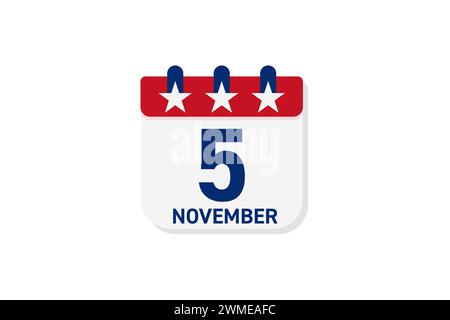 Symbol für die Erinnerung an die Wahlen. Abreißkalender mit amerikanischem Sternsymbol. Stock Vektor