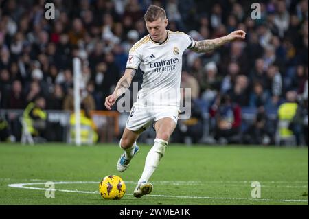 Madrid, Spanien. Februar 2024. Das Fußballspiel La Liga EA Sports 2023/24 zwischen Real Madrid und Sevilla im Santiago Bernabeu Stadion in Madrid, Spanien. Quelle: Unabhängige Fotoagentur/Alamy Live News Stockfoto