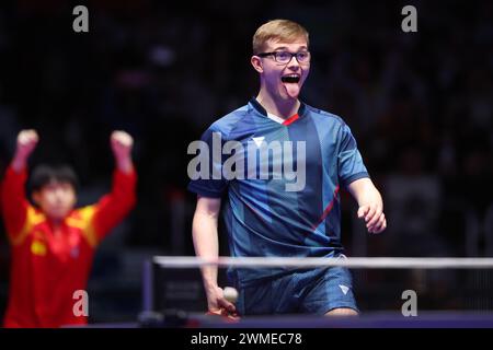 BEXCO Convention Centre, Busan, Südkorea. Februar 2024. Alexis LEBRUN (FRA), 25. FEBRUAR 2024 - Tischtennis : Finale der ITTF-Weltmeisterschaft im Team der Tischtennis-Weltmeisterschaften des Teams Busan 2024 im BEXCO Convention Centre, Busan, Südkorea. Quelle: YUTAKA/AFLO SPORT/Alamy Live News Stockfoto